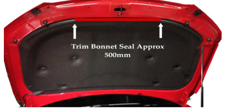 Diagram 5 Cut or Remove hood seal — Trim Bonnet Seal Approx 500mm.